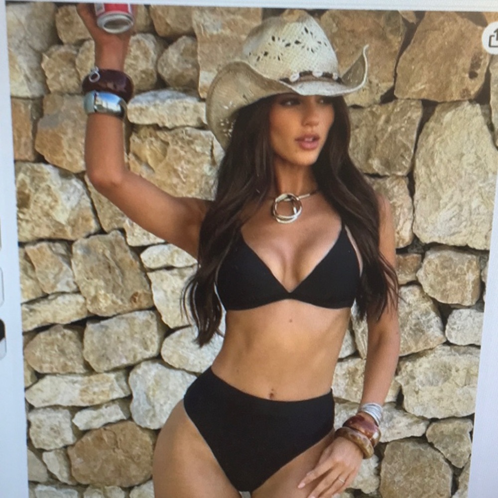 SUUKSESS/BLACK-HIGH WAISTED TRIANGLE TWO PIECE BIKINI SET/NIB